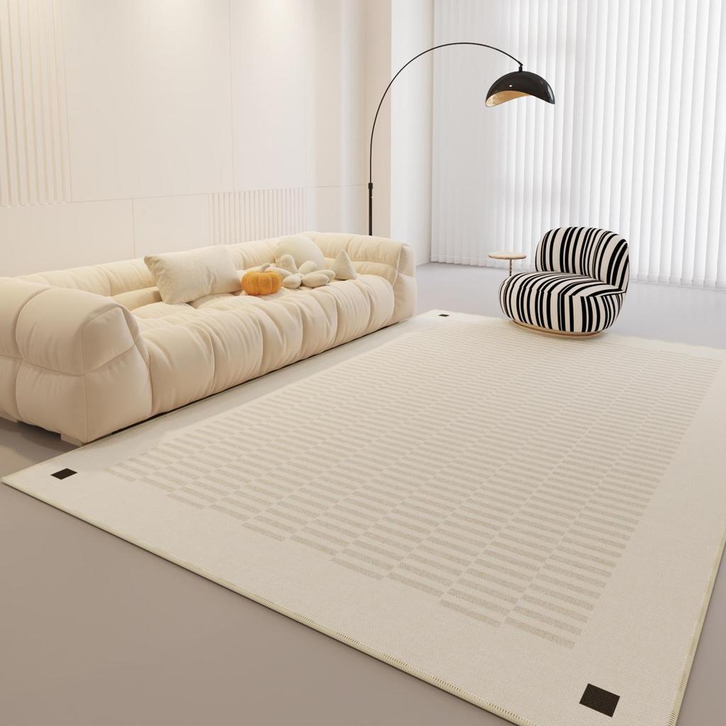 Luxury French-Style Cream Carpet: High-End, Stylish, & Scrubbable for Living Room or Bedroom