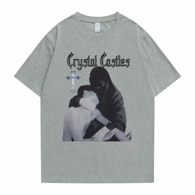 Crystal Castles Graphic Print T Shirts Men Women Gothic Rock Oversized T-shirts Short Sleeve Male Hip Hop Casual Vintage Tshirt
