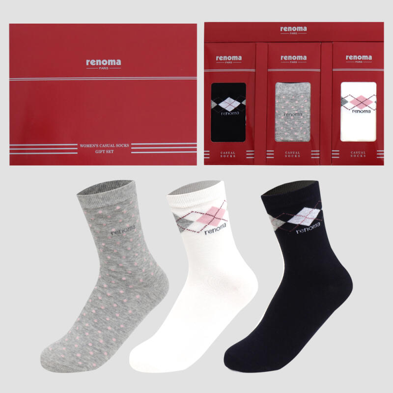 RENOMA Women s Casual Diamond Dot 3-Piece Sock Set free