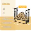 Firewood Rack with Fireplace Tool Set, Firewood Shelf, Firewood Storage, Fireplace Tools, Steel Black 75 x 30 x 60 cm