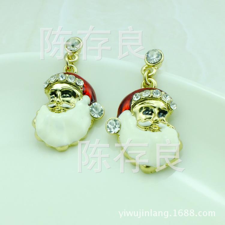 Red and White Enamel Santa Claus Earrings - Festive Fashion Jewelry