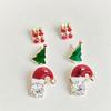 Hot-Selling Christmas Gift: Zirconium Snowman Hat Stud Earrings with Inlaid Diamonds