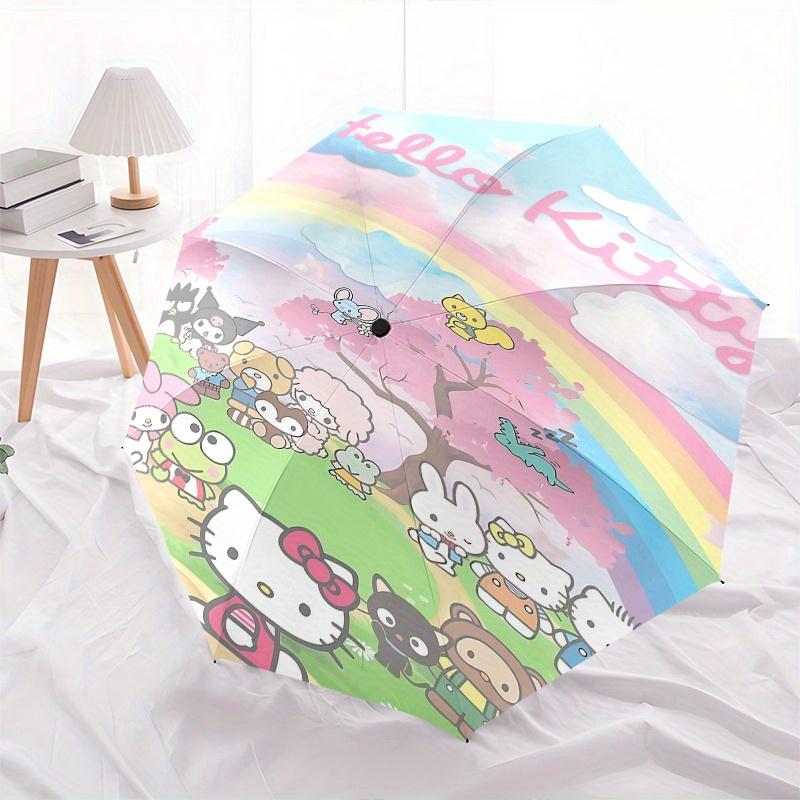 Hello Kitty, Sanrio Automatic Open/Close Umbrella-Cute Umbrella with Cute Design, Portable 3-Fold Compact Umbrella for Men & Women, Hallowee