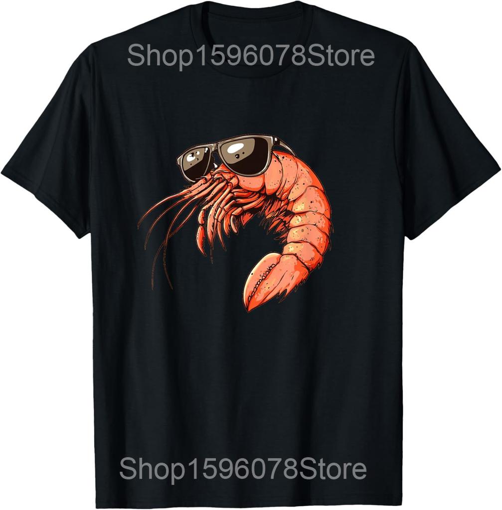 Shrim Is Calling Meme Funny Shrimp Fish Fih T Shirts Men Cotton Humor Christmas Adventure Short Sleeve Unisex Loose Clothing