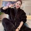 Women's Fleece Pajama Set Winter Thick Warm Coral Flannel Zipper Jacket and Pants Sleepwear Casual Home Suit Female Loungewear