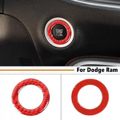 For Ram 3500/2500/1500 11-2024 Red Carbon Keyless Engine Start Button Ring Trim