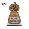 Creative Office Desk Ornaments Cute Halloween Black Cat Pumpkin Skull Decor, Vintage Boo Wooden Retro Home Decor Signs, Tabletop Decoration