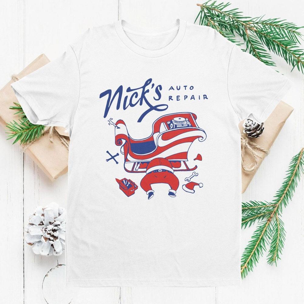 Funny Christmas Nick039;s Auto Repair T-Shirt Funny Xmas Shirt Merry Christmas Unisex T-Shirt XXL