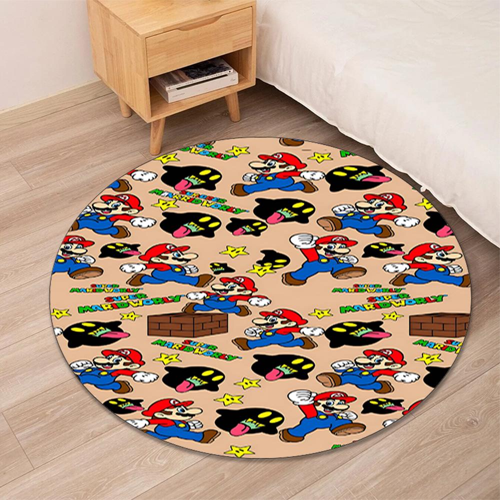 Mario Printed Round Rug Carpet Chair Rug Area Rug Entryway Doormats,for Office Chair Living Room Bedroom Kitchen Room.