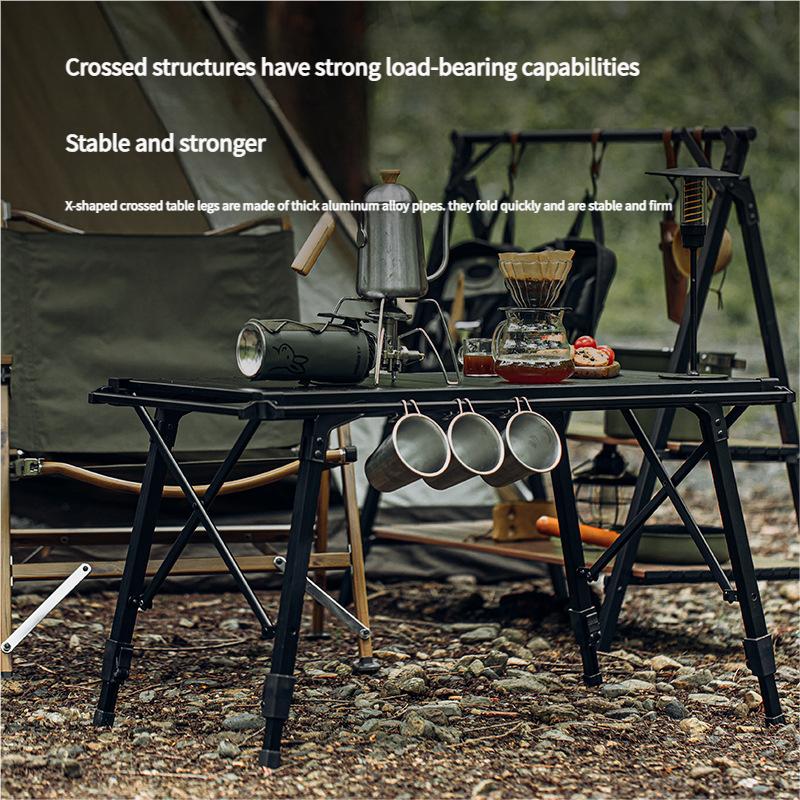 Height Adjustable IGT Aluminum Camping Table Roll Up Design Portable Folding Table for Picnic BBQ Outdoor Dining Tactical Gear