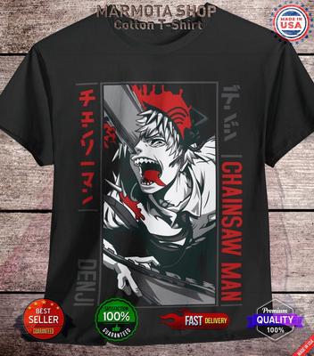 Denji Chainsaw Man Shirt Anime Tee T-Shirt Pochita Horror Manga Otaku Makima