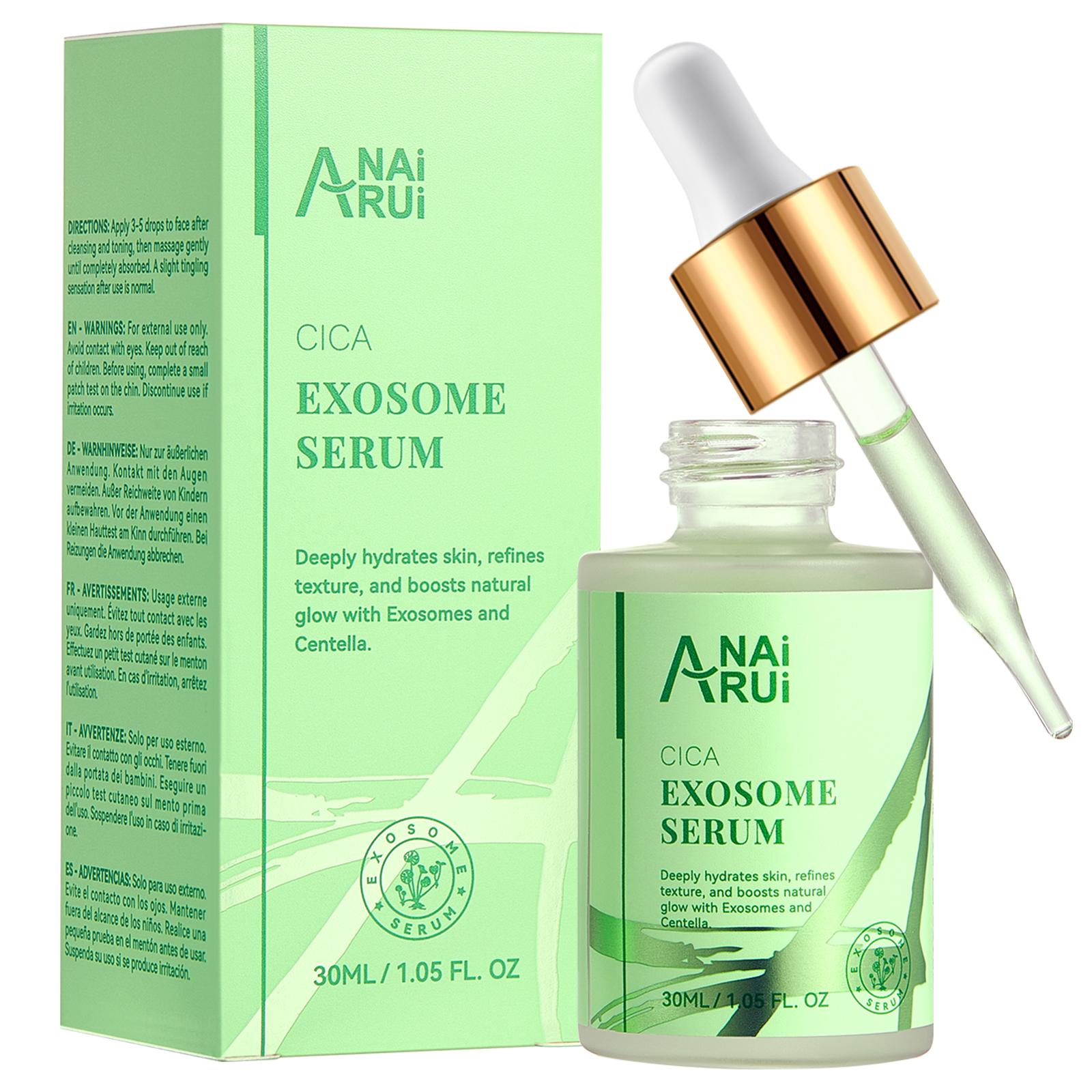 ANAiRUi Exosome Cica Serum, Hyaluronic Acid Deep Hydrating Soothing Facial Serum, Low-Irritation Glass Skin Texture Refining Skin Care 30ml
