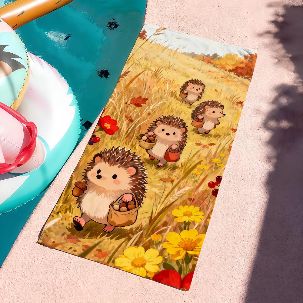 Fashion print Hedgehog Towel Drying Bath Towel Applicable To Light Swimming Camping Yoga Beach Out