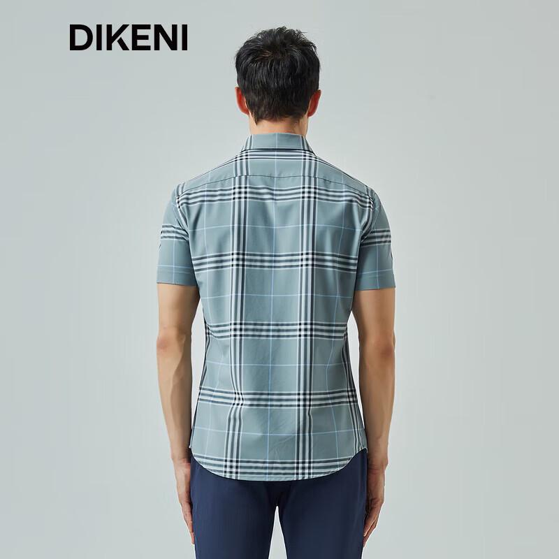 DIKENI Men's Silk Blend Cooling Plaid Short-Sleeve Shirt