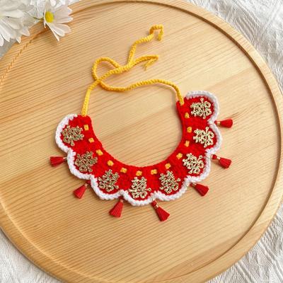 Cat Neckwear Adjustable Cat Hand-knitted Scarf Lace-up Style Decorative New Year Pet Collar Pet Wedding Items Take Photos