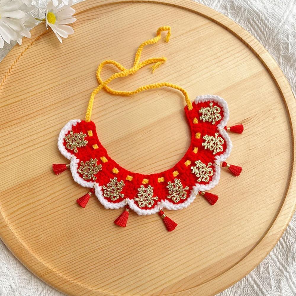 Schnürstil Katze Handgestrickter Schal Dekoratives Haustier Sabbertuch Neujahr Haustierhalsband Hochzeit