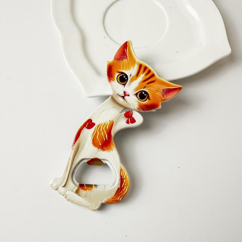 Enchanting Cat Acrylic Fridge Magnets Bottle Opener Embossing Hot Stamping Refrigerator Magnets Sticker Gift Home Decoration