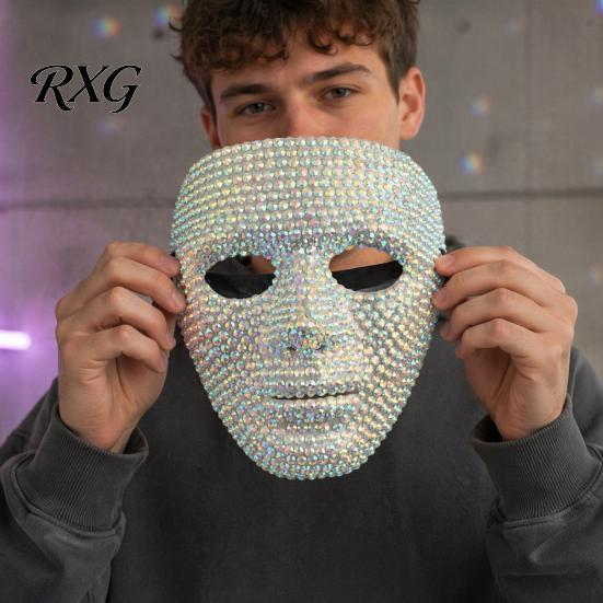 Eye-catching Festival Mask Halloween Rhinestone Full Face Mask, Sparkly Masquerade for Lightweight Dance Performance, Hip Hop Party Stage Prop