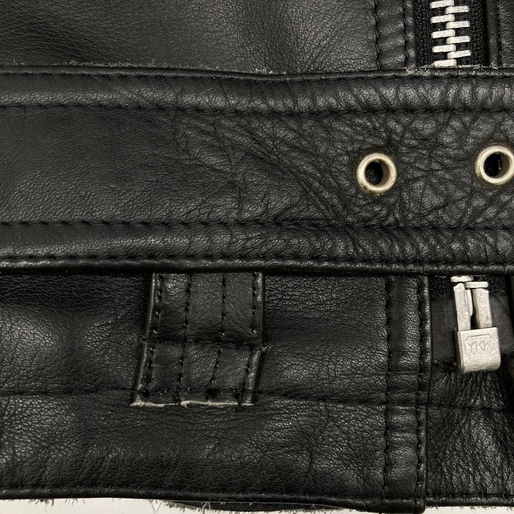 DOG FIGHT Black Leather Double Rider Jacket Jacket 38 blackUsed