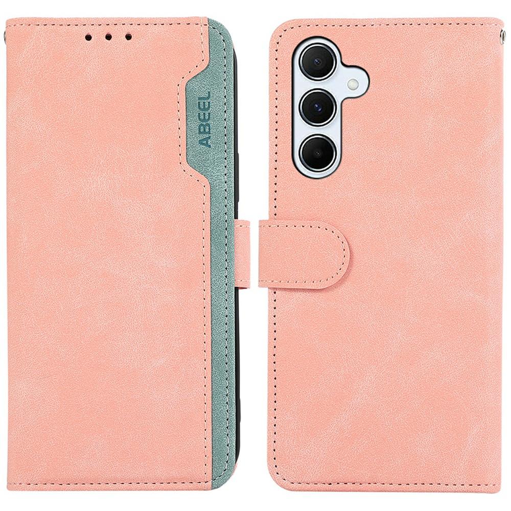 

ABEEL For Samsung Galaxy A26 5G Case Color Splicing Leather Flip Phone Cover RFID Blocking Pink