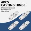 4PCS Stainless Steel Cast Door Strap Hinge with 6 Holes Mirror Polishing Marine Hinges Boat Hardware Parts Hinges-38X102MM
