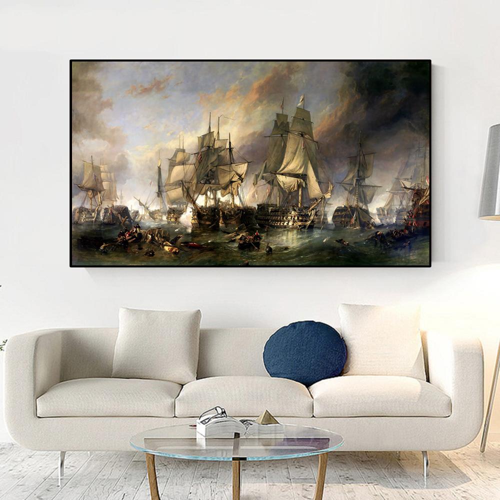 Olejomalba "Bitva o Trafalgar" Plakát na plátně Grafika Obývací pokoj Pop Art Decoration