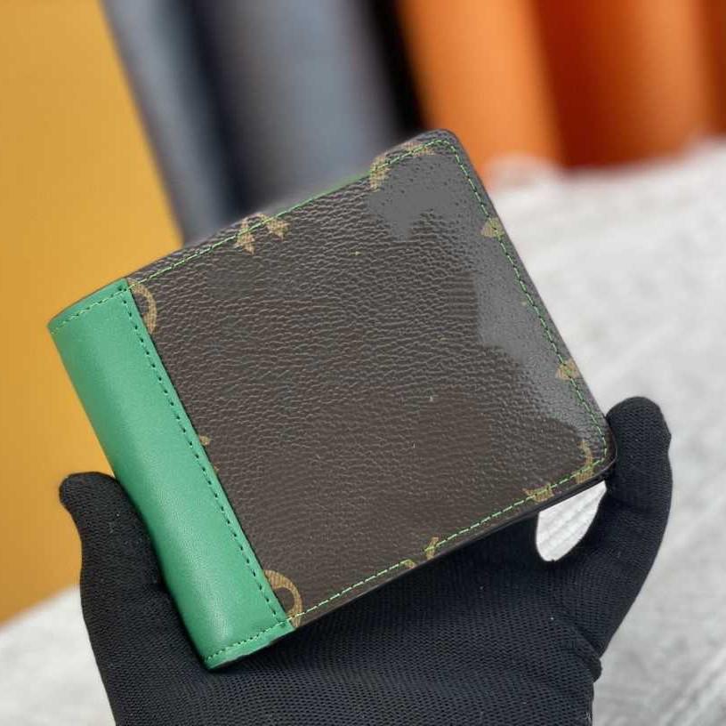 Unisex Genuine Leather Color Block Multi-Card Wallet