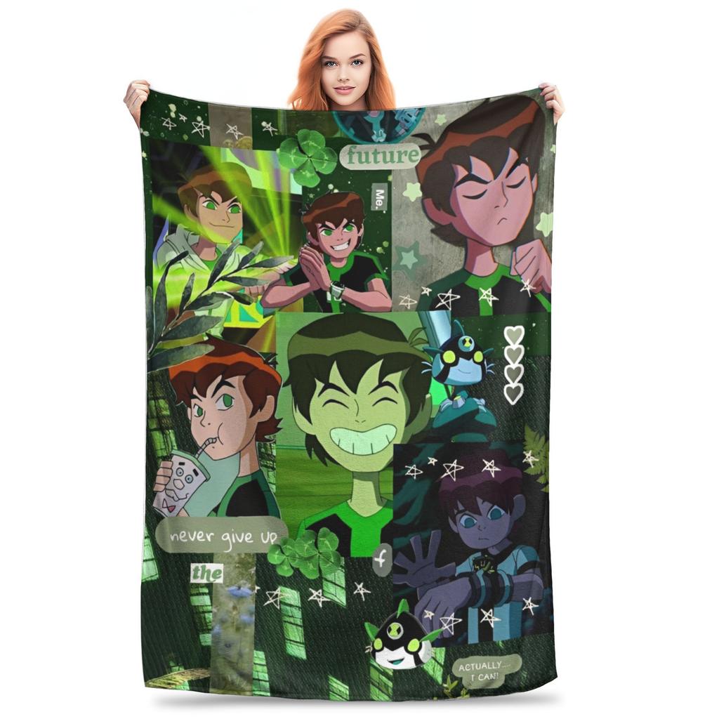 Ben 10 Obcy Ben Tennyson Omnitrix Gra Koc Miękki Ciepły Koc Kładziony Flanelowy Dekoracja na Lato Klimatyzację Pościel