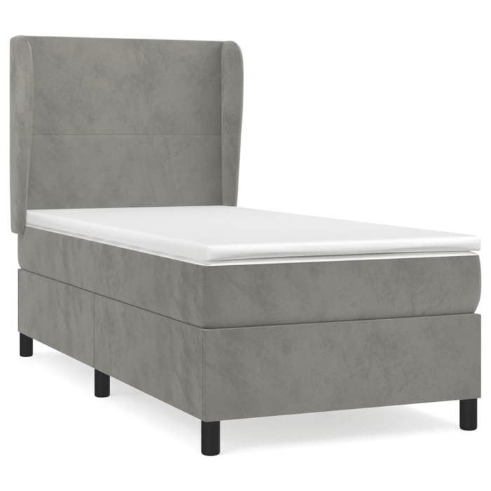 VidaXL Divan Bed and Mattress Light Grey 80x200 Cm Velvet - Model 3129057