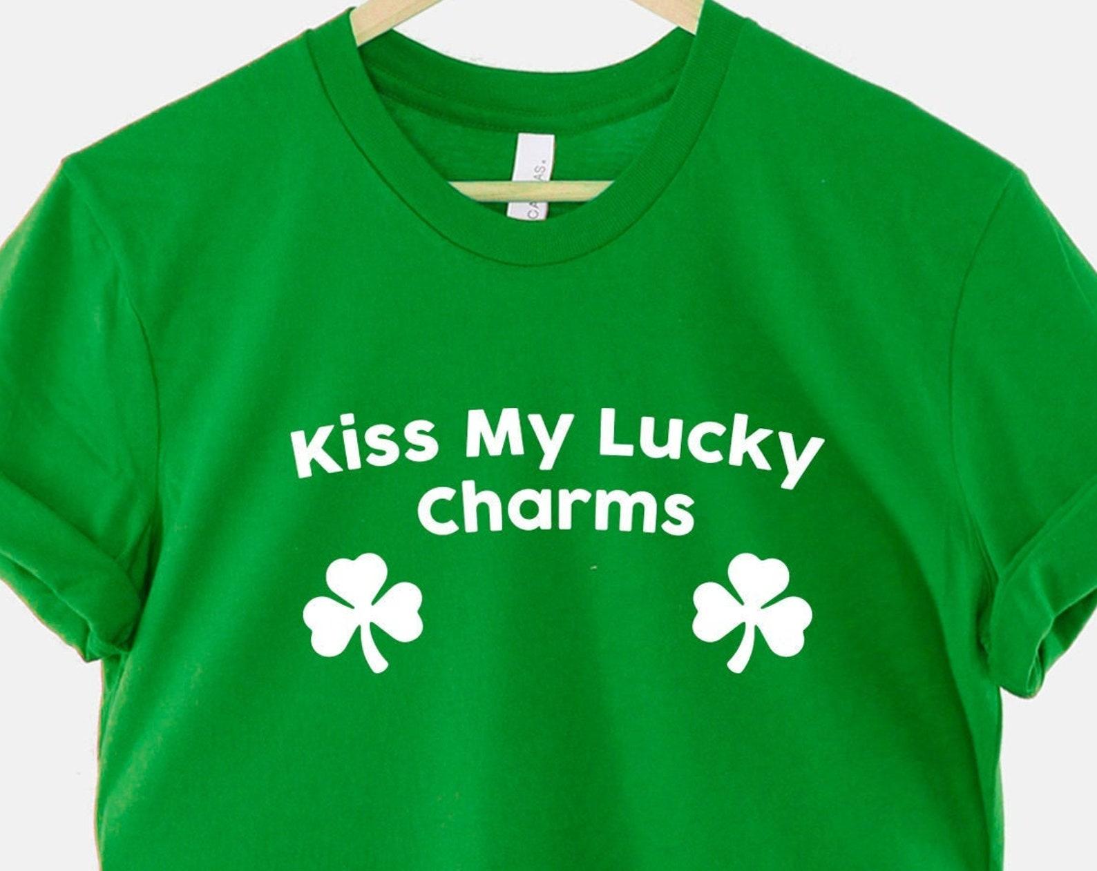 Funny Saint Patrick s Day Shirt: Kiss My Lucky Charms (Green Cotton) 3XL