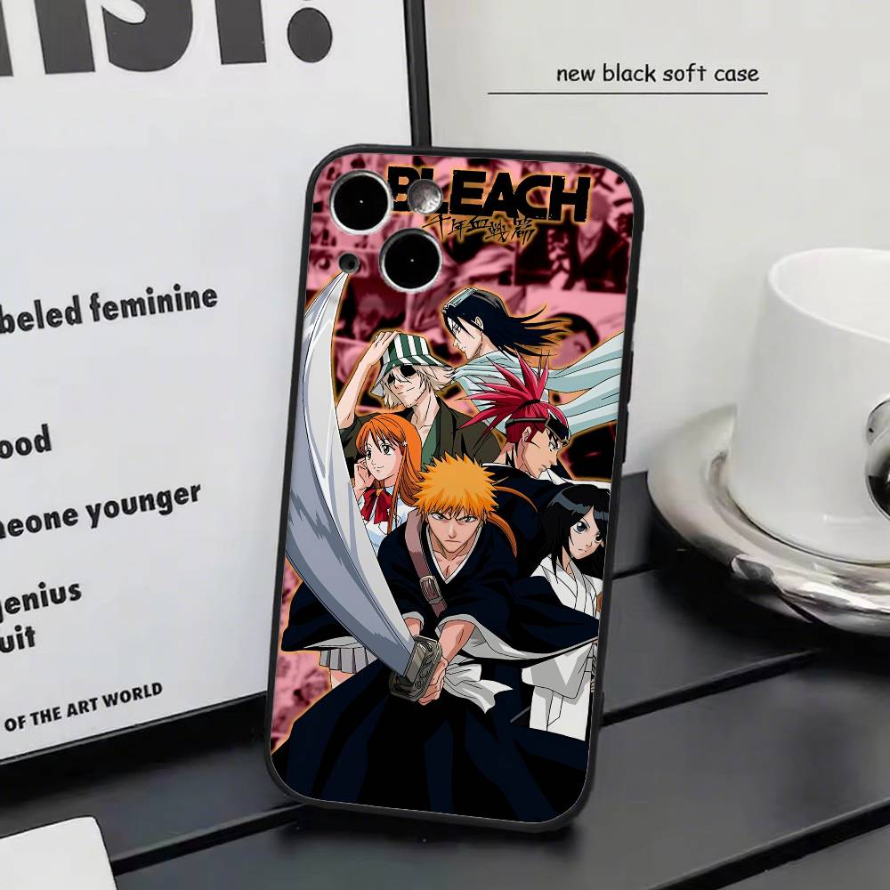 anime bleach for iPhone 15 16 14 Plus 13 12 11 17 Pro Max 17 Air Black Soft Phone Cover
