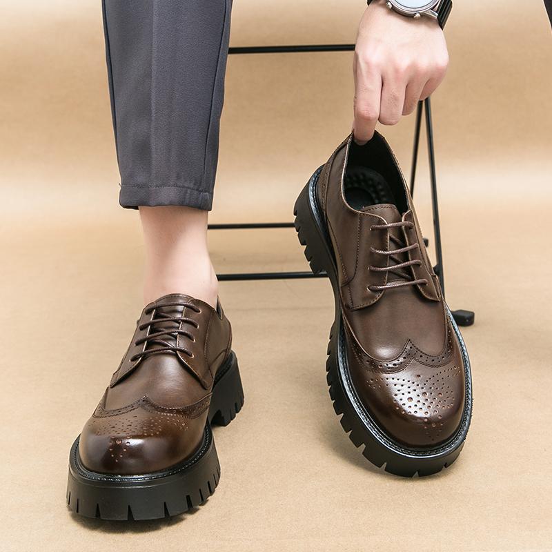 Fashion Men's Luxury Brand Platform Quality Oxford Shoes Thick-soled Wedding Formal Business Social Office Shoes Comfort Versatile Shoes