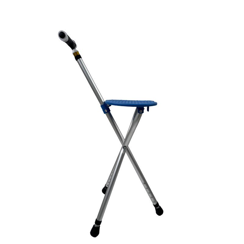 Tri-Fold Non-Slip Crutch Stool: Portable Walking Stick & Foldable Seat Cane