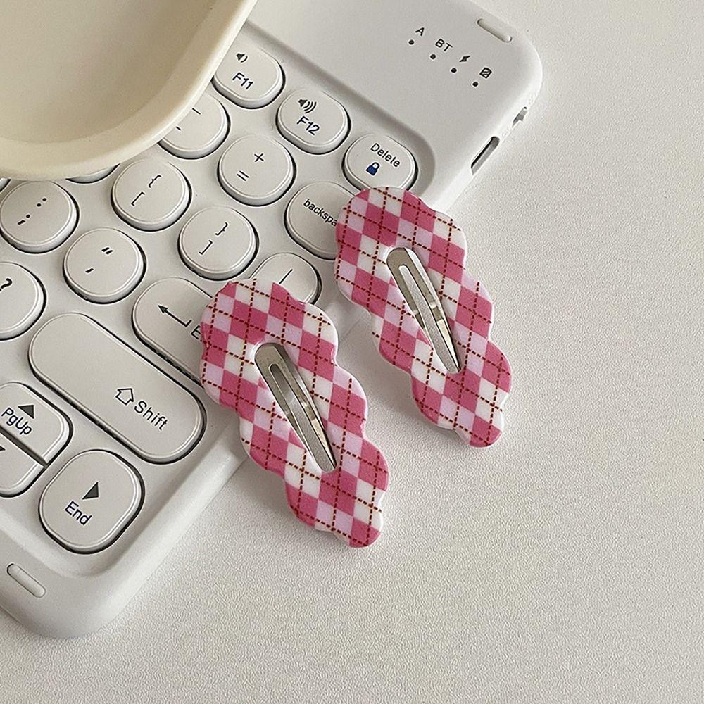 1pc Fashion Hair Ornament Clouds Hair Clips Sweet Headwear Grid Bang Clip INS Style Hairpin Girls