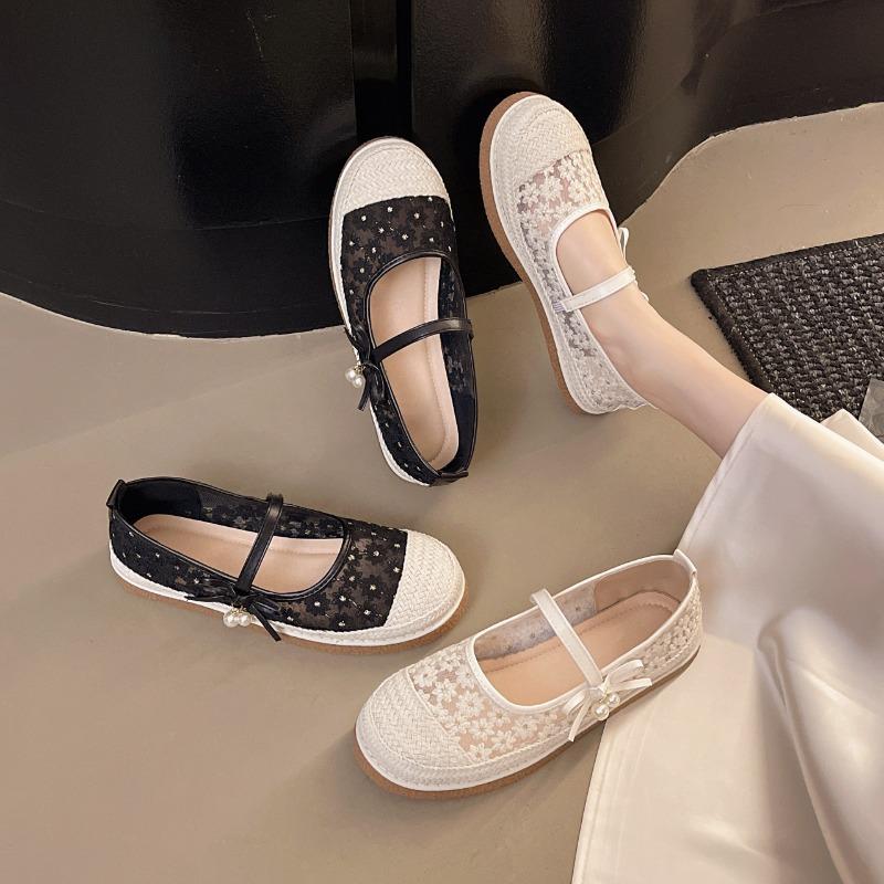 Women's Shoes Summer Breathable Mesh Shoes Fashion Shallow Mouth Single Shoes Women's Casual Flat-soled Shoe Comfort Canvas Shoe