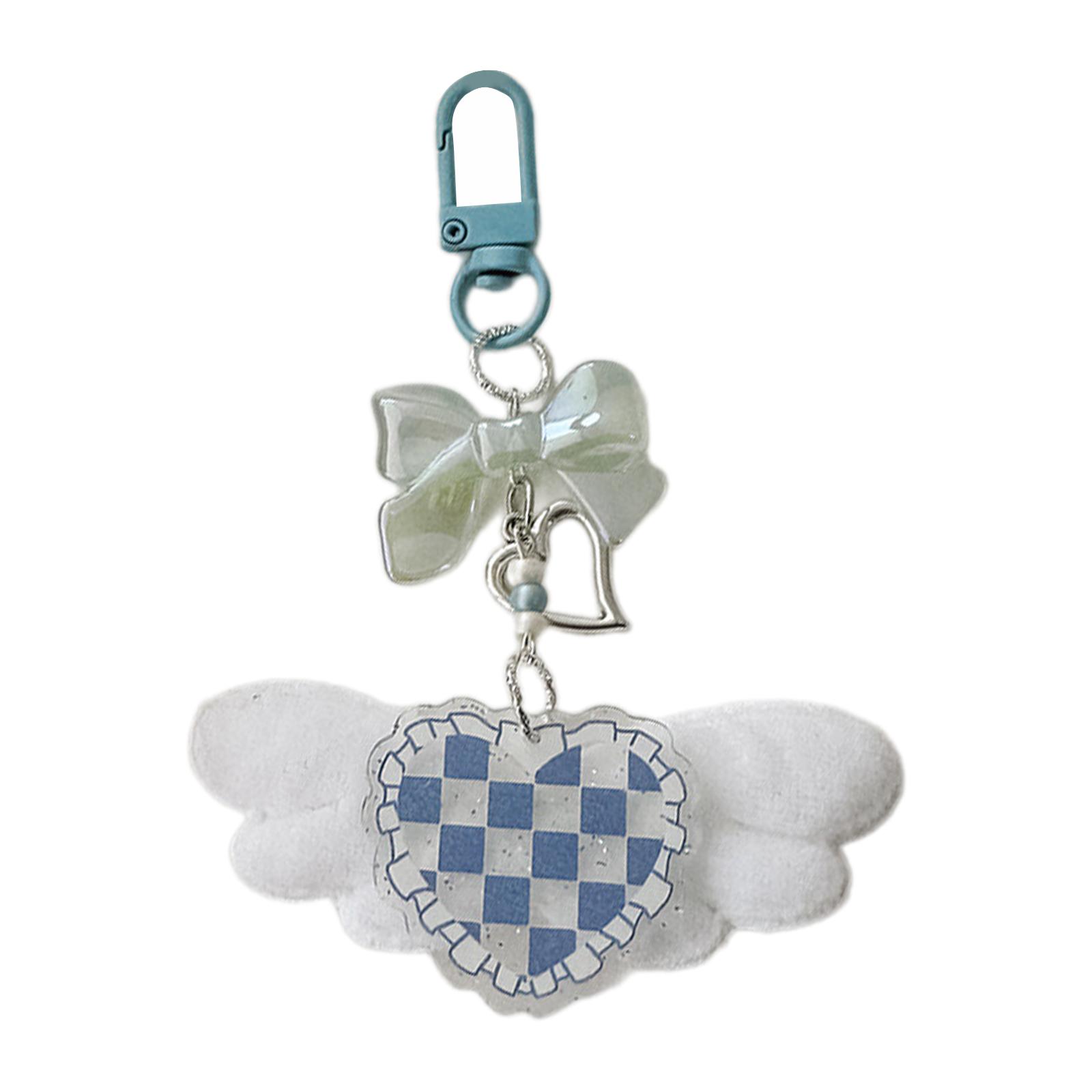 

Милый брелок-подвеска в виде крыла сердца с бантом, милые подвески, украшения, брелок-подвеска для кошелька, сумки, рюкзака, дамской сумочки синий