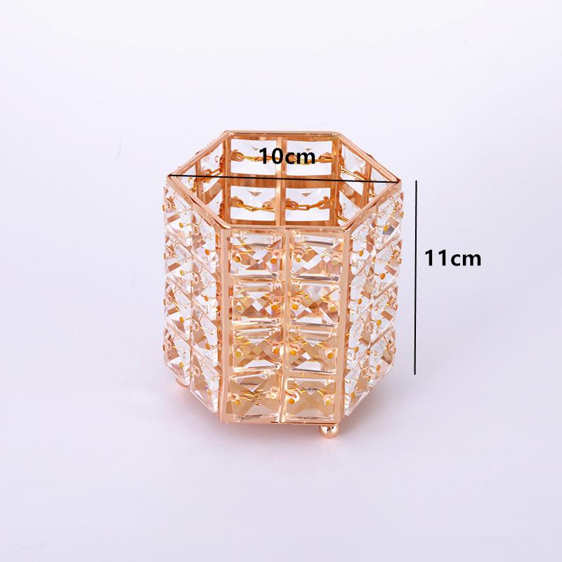Hexagonal Crystal Pen Holder Makeup Brush Pot Storage Container Home Desktop Decorative Ornament