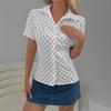 Hot Girl Versatile Button Short Sleeve Shirt Top Women's Spring Summer Independent Station