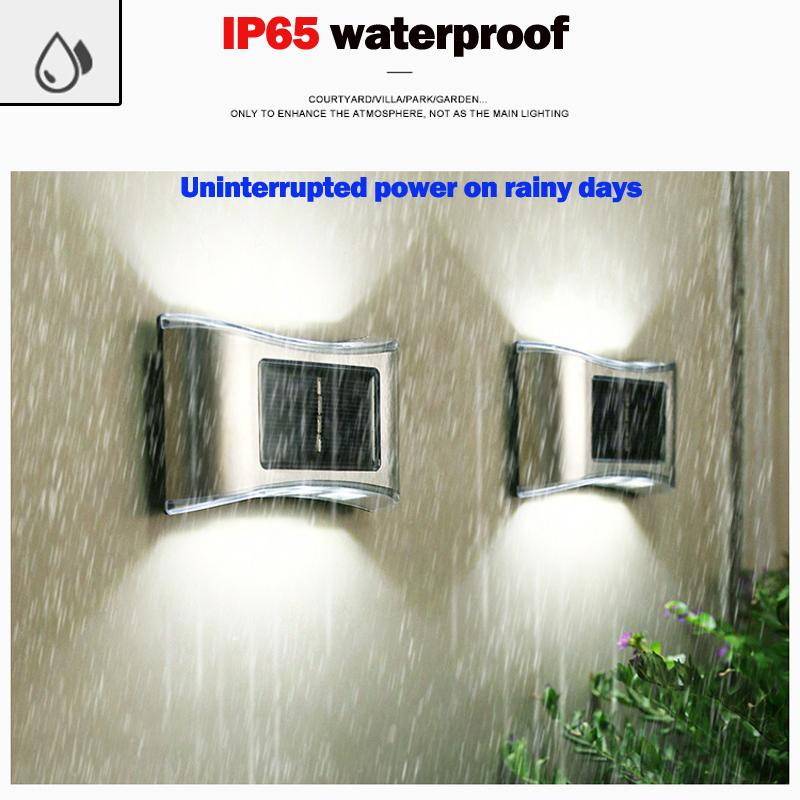 6LED Solar Wall Light Up/Down Lighting Waterproof Stainless Steel for Pergola Yard Garden Fence Villa Outdoor Wall Decoration