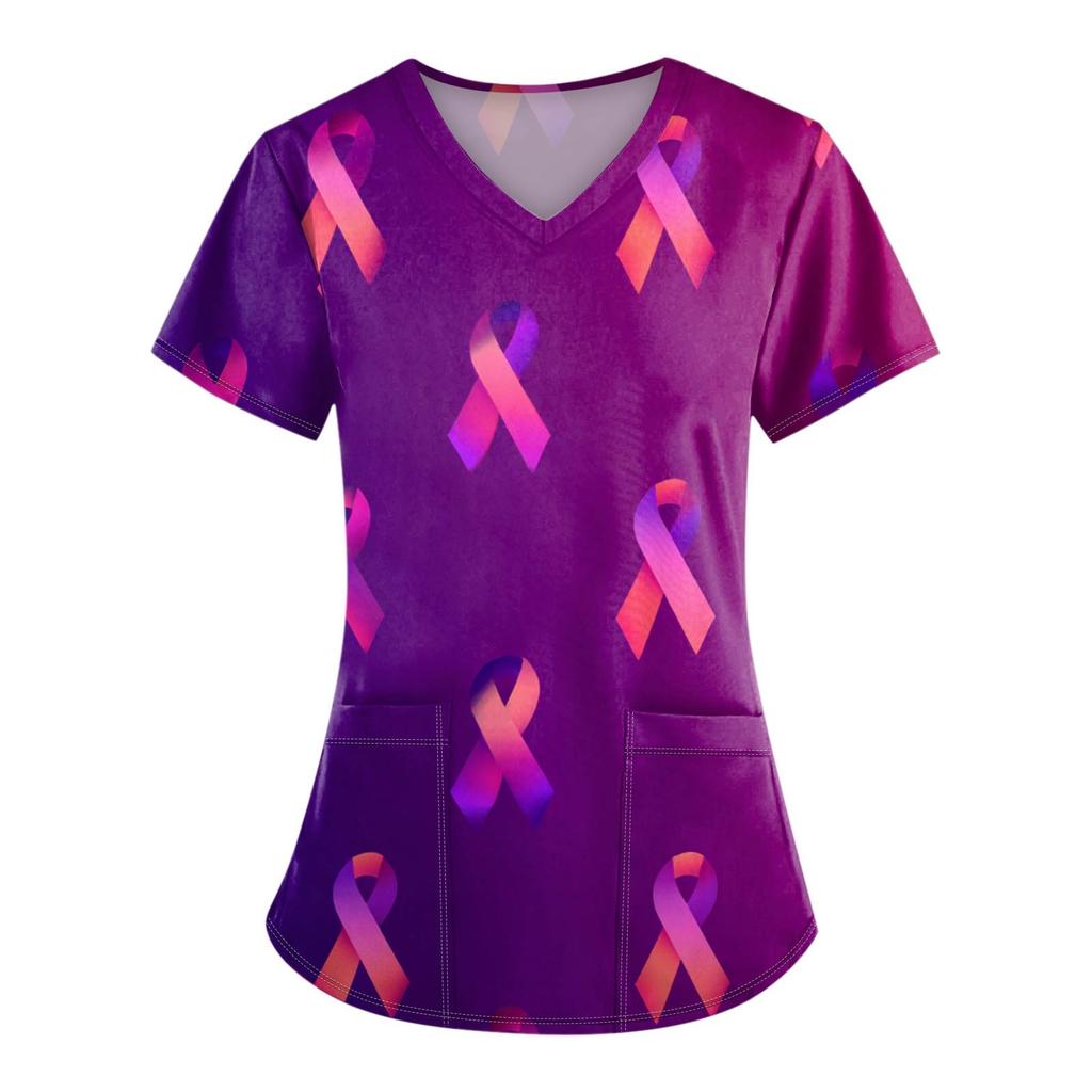 Dámská móda Overal s V výstřihem a krátkým rukávem s kapsami Potištěné topy Oblečení