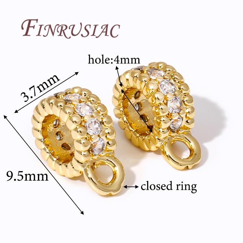 

18K Gold Plated Brass with Zircon Pendants Bail With Closed Ring,Bale For Pendant Accessories For Jewelry,DIY Bracelets Findings 2 pieces