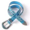 Mei Men's and Women's Leather Belts - Punk Rock Trendy Rhinestone Embellished Wide Belt