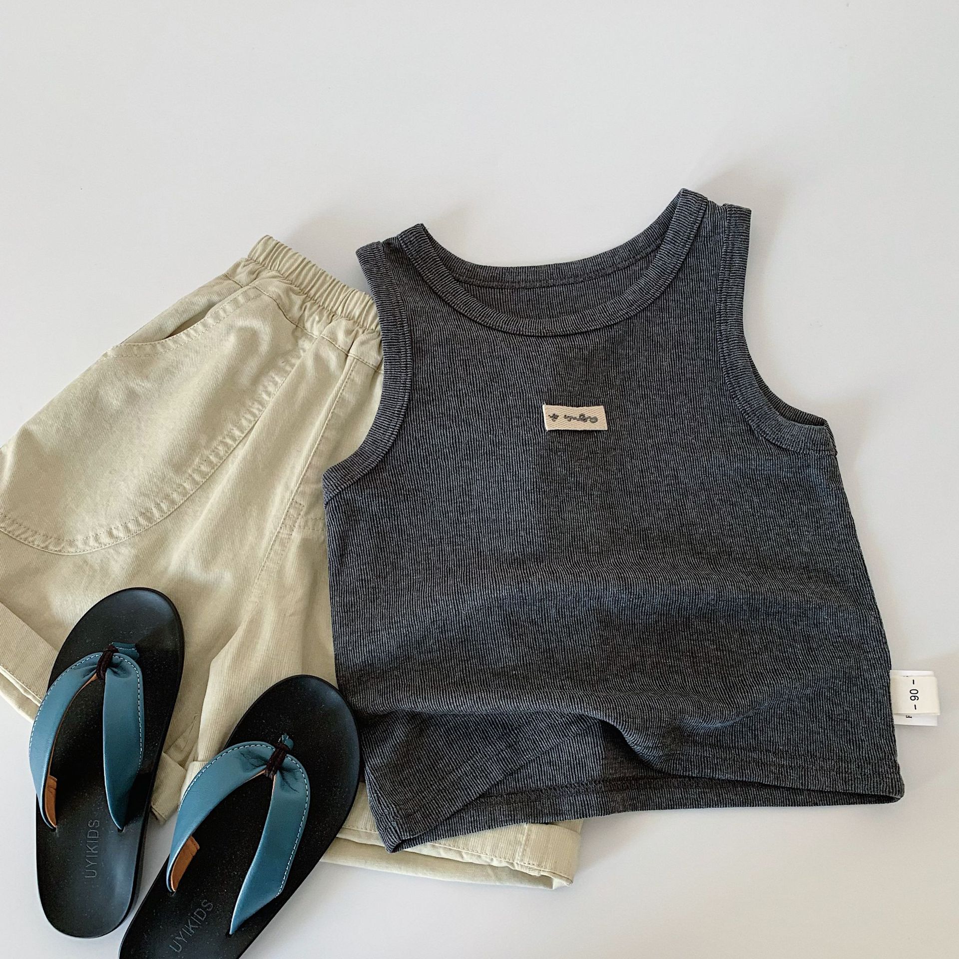 Kids Solid Sleeveless Vest Round Neck Casual Summer Inner Wear For Boys And Girls 90cm