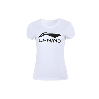 Li Ning Big Logo Classic Quick-Dry Short Sleeve T-Shirt Women Tops White AHSR790-1