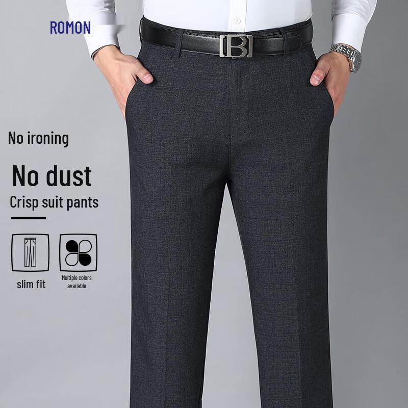 Luomeng Men s Anti-Wrinkle Straight Leg Dress & Casual Pants 34