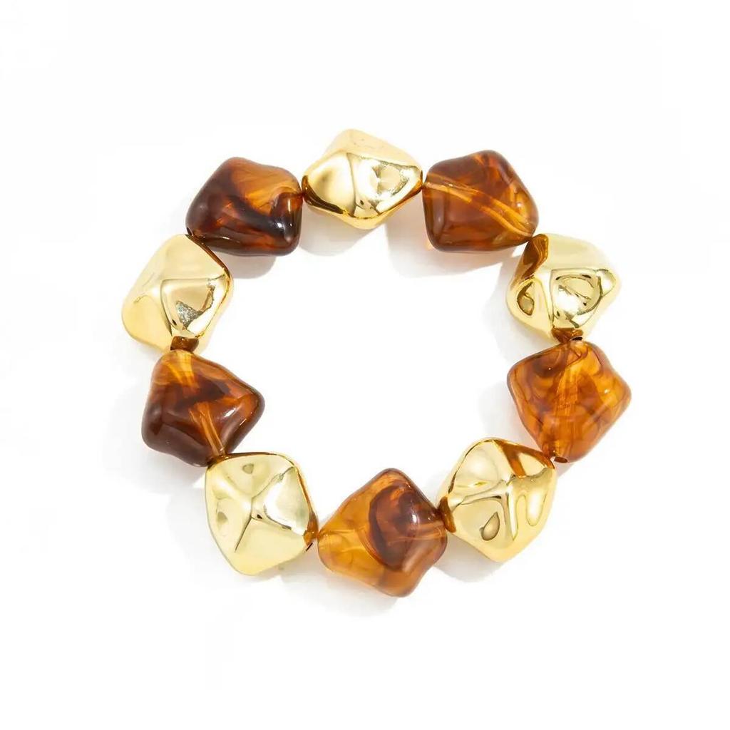 IngeSight.Z 8 Colors Boho Acrylic Irregular Bead Chain Bracelets Women Vintage Geometric Handmade Bangle Couple Jewelry Pulsera