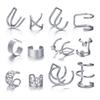 2026 New Gold Silver Color Leaves Clip Earrings for Women Fashion Ear Cuff Non-Piercing Earrings Set Trend Jewelry Gift