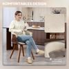 Dining chair, linen-look fabric, curved backrest, wooden legs, beige