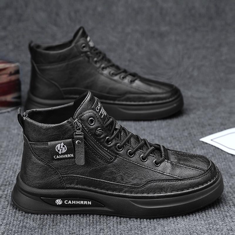 Men's Shoes New Autumn and Winter Breathable Men's Casual Leather Shoes Sports Work Board Shoes Internet Celebrity White Tide Shoes