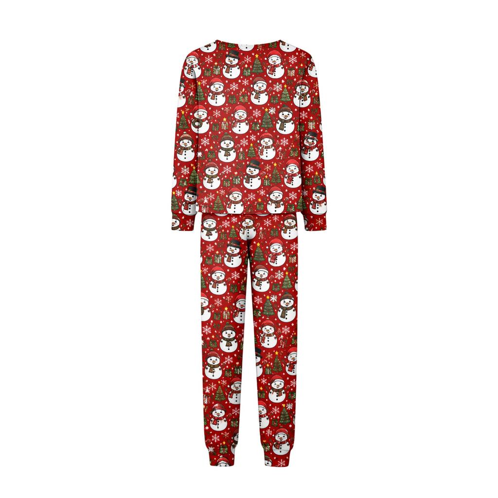 Parent-Child Matching Christmas Print Loungewear Set, Comfortable Long Sleeve Top and Pants for Holiday Home Wear